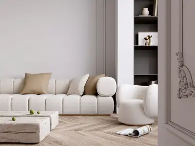 Luxury living room dining room interior scenes 52 3D model