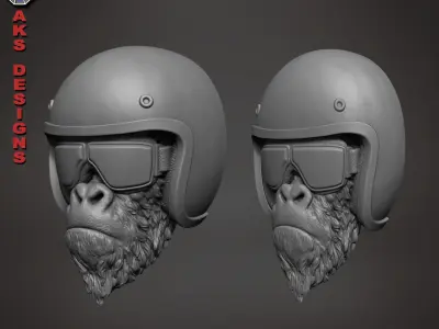 biker gorilla 2 Bas relief for CNC 3D print model