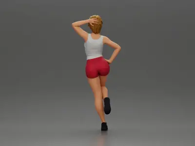 Sexy girl with short hair in shorts leaning on a car 3D print model