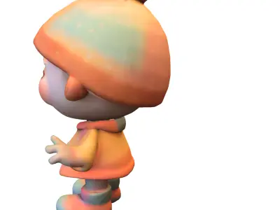 Adorable Winter Kid Low-poly 3D model