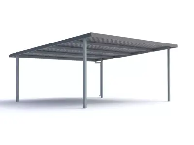 Flat Metal Carport 3D model