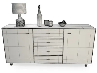 Sideboard and Decoration 3D model