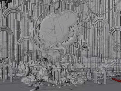 Liminal Water and Clock Scene in Cave Free 3D model