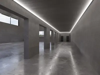 Hall Interior 1 Low-poly 3D model