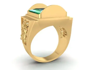 Luxury Square Emerald Gemstone Ring for Men  214 3D print model