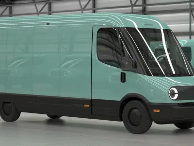 Electric Delivery Van Rigged 3D model