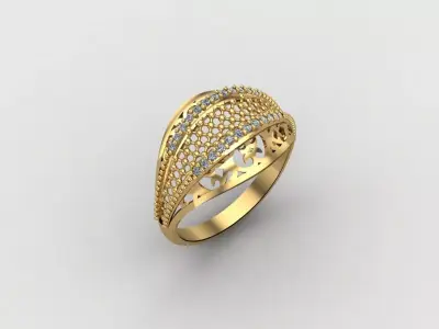 Women Ring With Stone Diamond Ready STL 3DM Models Womens Rings 3D print model order
