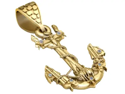 ANCHOR WITH ROPE PENDANT 3D PRINTABLE MODEL  3D print model