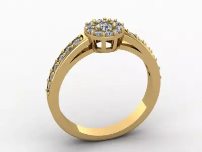 Solitaire and Diamond Halo Ring 3D print model