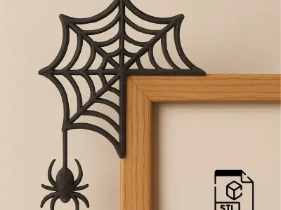 Halloween Door Corner Decor -  Spider - Web Shaped 3D print model
