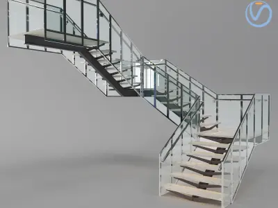 modern stair 04 3D model