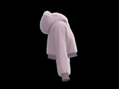 Female raglan crop hoodie 3D model