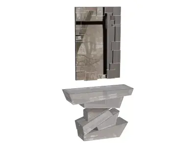Intricate Sculpture Mirror And Glass Console Table Combo Low-poly 3D model
