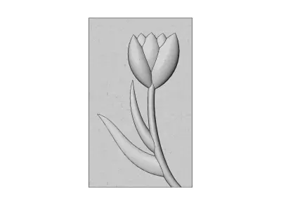 Tulip flower relief decor ornament 3D print model