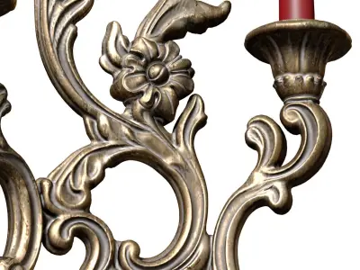 Gothic Victorian Bronze Wall Lamp Sconce Candle holder  3D model