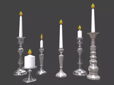 Holder Collection group of silver candle holders 3D model