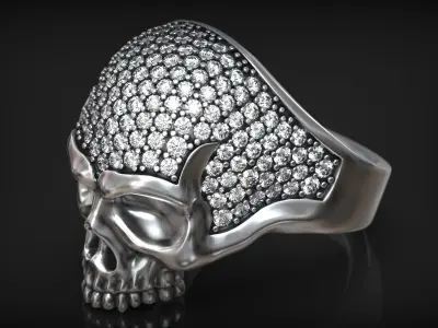 Skull Head Brutal Fashion Luxury Diamond Ring 3D print model