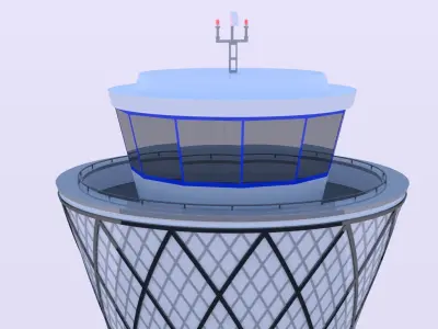 Airport control tower exterior 3D model