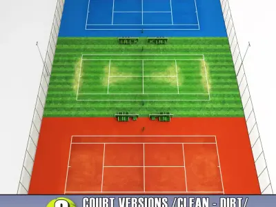 Multi tennis court stadium arena pack 3D model