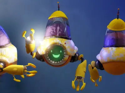 Reboot spaceship flying in sky 3D model