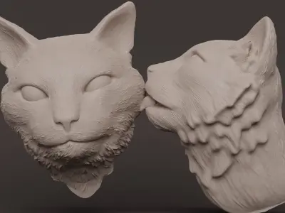 Two Cats Kissing - Decoration Wall 3D print model