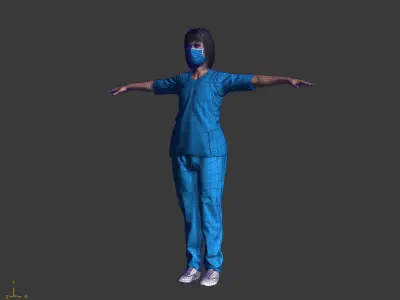 Low-Poly Female Doctor 3D Model  T Pose Medical Character Low-poly 3D model