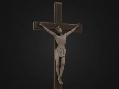 Old Dirty Crucifix Jesus in Cross Low-poly 3D model