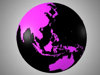 Solid Color Black Pink Globe 3D model