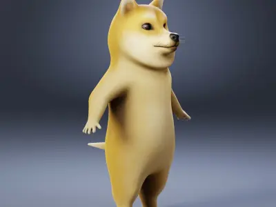 Dog cartoon character Low-poly 3D model