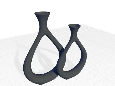  Tompson Antique Silver Table Vase Set 3D model