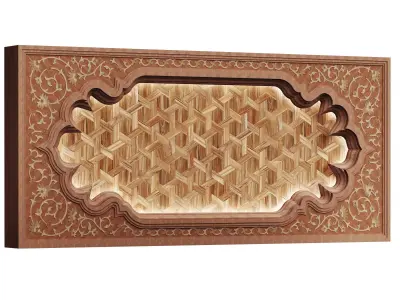 Arabic islamic ceilling wooden pattern set 578 3D model