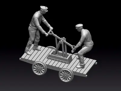 handcar two men working on train 3D print model