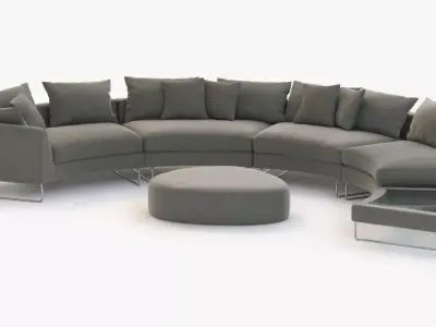 Half Moon Curved Sectional Sofa Fabric 3D model