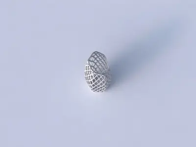 Vase bent hexagon with diagonal grid lattice 3D print model