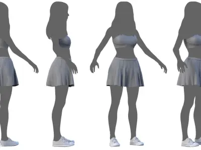 Female Summer Outfit 4 Low-poly 3D model
