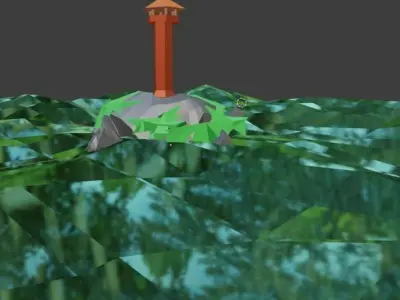 13213 orange ball in air Low-poly 3D model