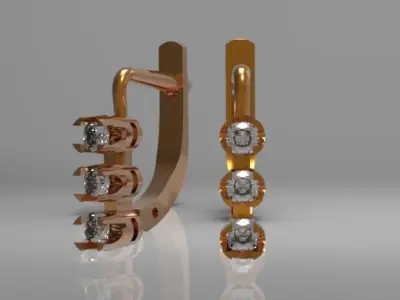 earrings two diamond in rose gold Free 3D print model