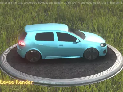 City Car 54 Compact Class Type-C Blue Low-poly 3D model