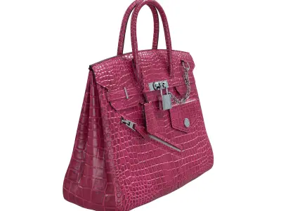 Hermes Birkin Rock Bag Pink Crocodile Low-poly 3D model