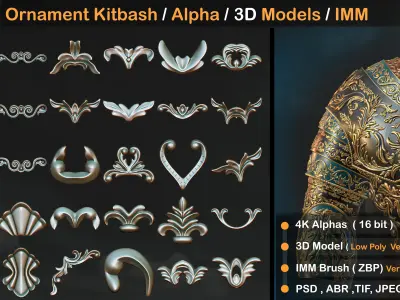 120  Ornament Kitbash - Alpha -3D Models - IMM  vol 02 Low-poly 3D model