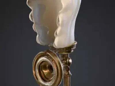 Vintage Brass Sconce Low-poly 3D model