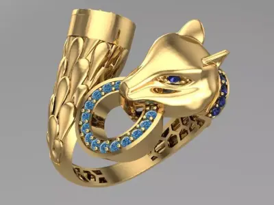  Gold tiger ring 3D print model