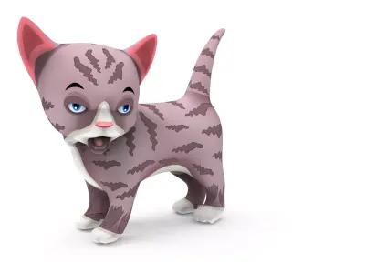 Cartoon Pet Cat Kitten  Low-poly 3D model