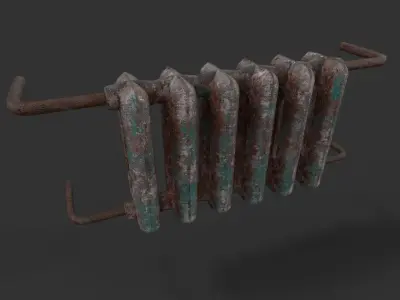 Old Cast Metal Radiator - Low Poly - Game Ready PBR 3D Model Low-poly 3D model