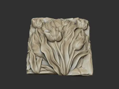 The Tulip flowers in the rock version 2 3D print model