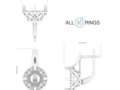 Earrings with a round stone in the center 3D print model