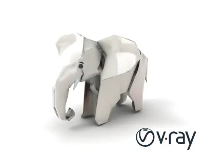 Origami Elephant Sculpture model pack Low-poly 3D model