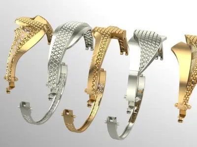 15 layout bracelets with facet on the top 5top and 3 bottem 3D print model