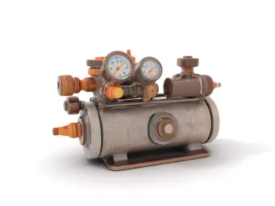 Industrial Brass Gauge model pack Low-poly 3D model