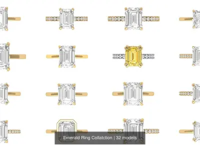 Emerald Ring Collatction 3D Model Collection